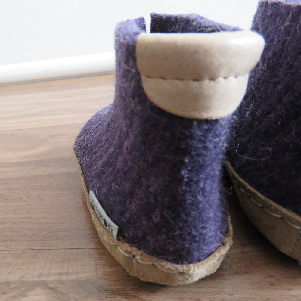 GLERUPS Slip On Purple 100% Natural Wool Slipper Booties Boots Baby Size US 5.5 - Picture 7 of 10